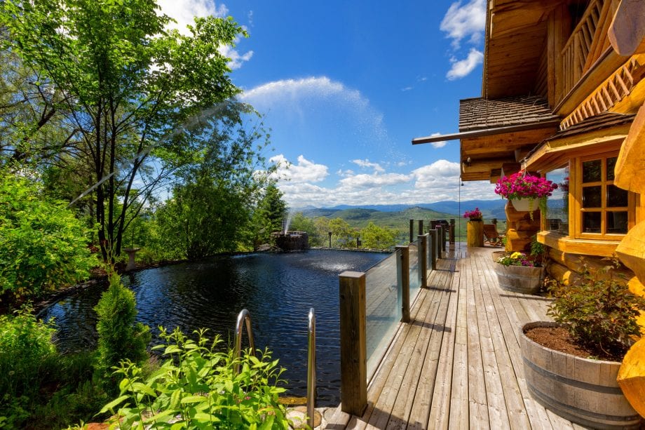 Luxury swimming pool with beautiful mountain views