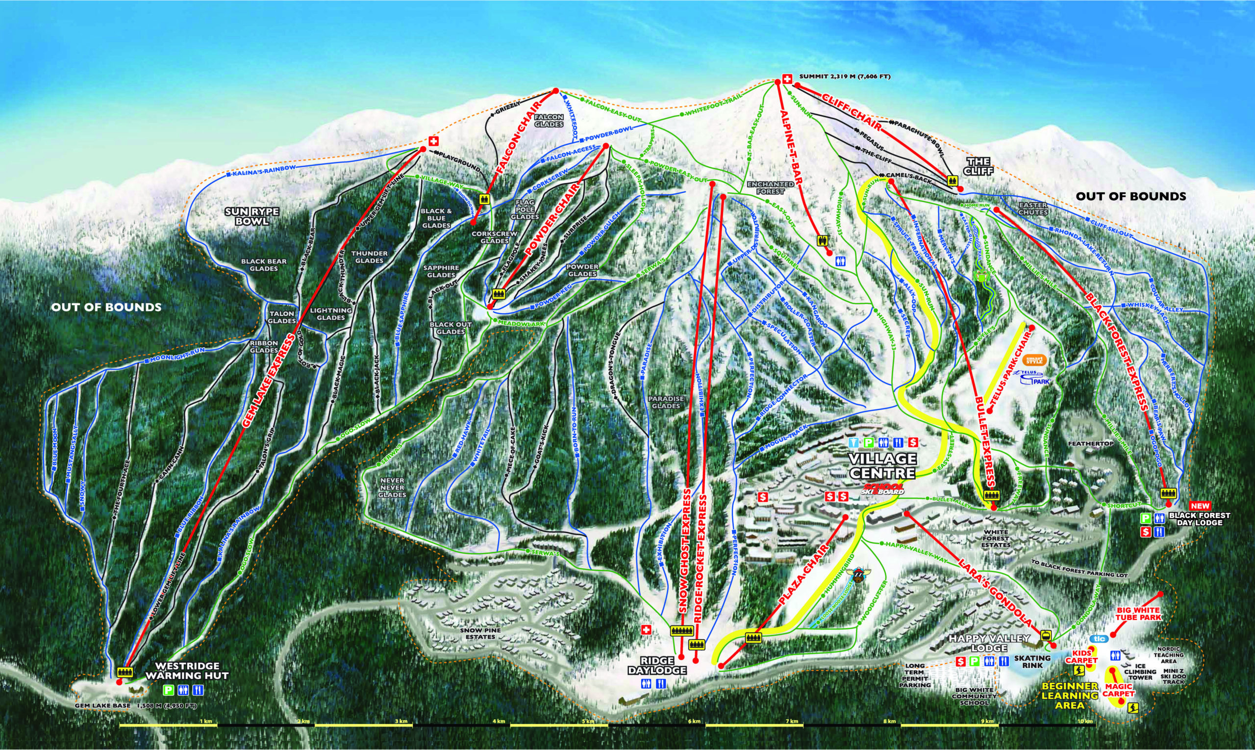 Big White Ski Runs & Trail Map
